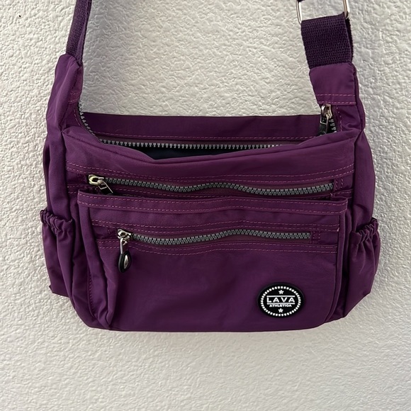 LAVA • Waterproof Nylon Purple Crossbody Shoulder Bag Handbag - Picture 5 of 8